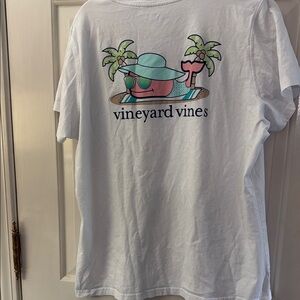 Vineyard Vines White Tee with Tropical Graphic